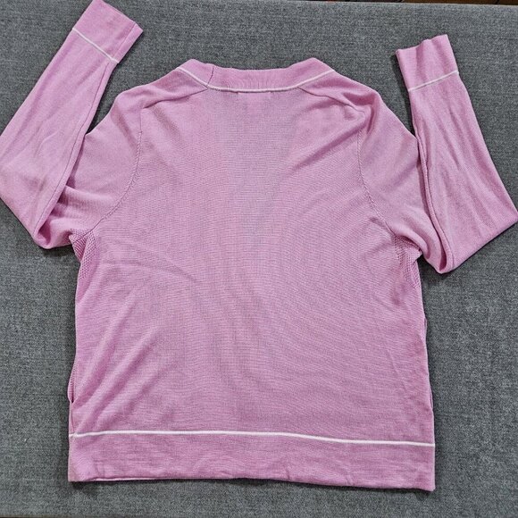 Athleta Cardigan Womens L Pink Buttons Pockets Knit Wool Blend LS Athleisure - Picture 9 of 15